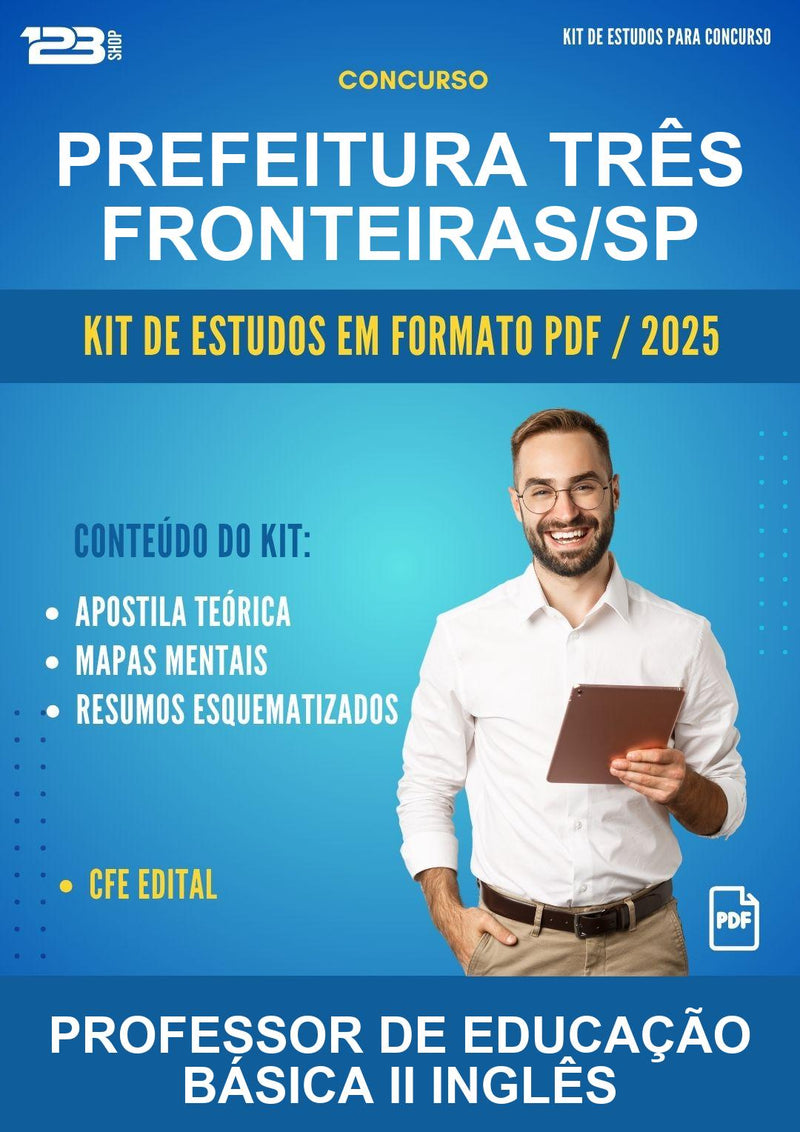 Kit de Estudos para o Concurso Prefeitura Três Fronteiras/SP para Professor de Educação Básica Ii Inglês