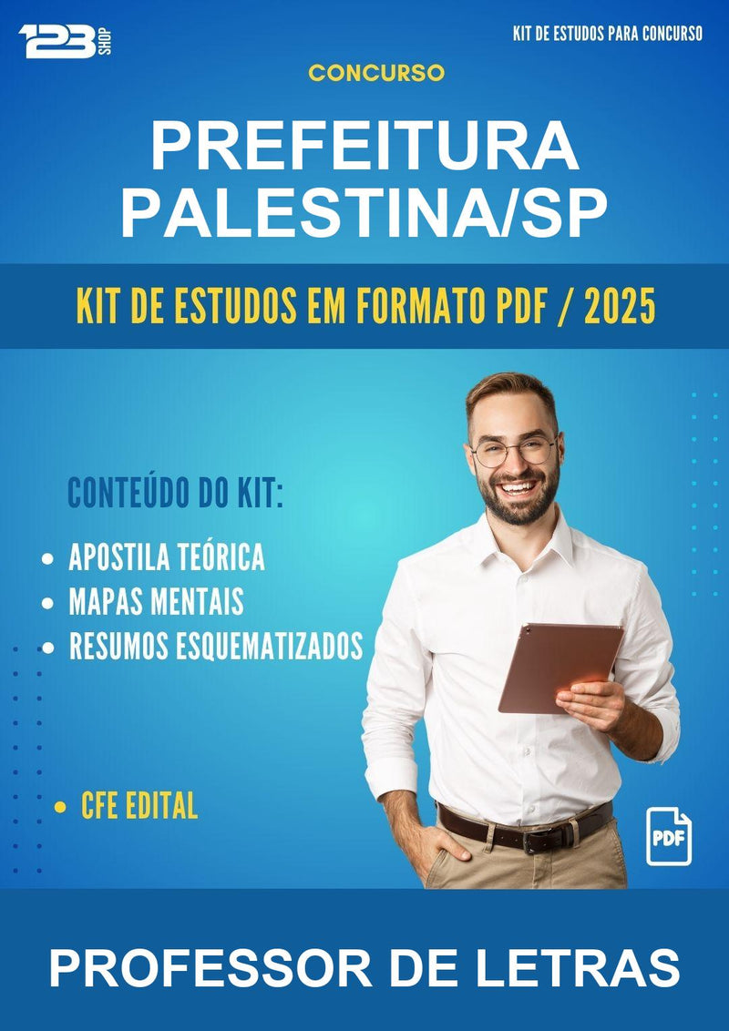 Kit de Estudos para o Concurso Prefeitura Palestina/SP para Professor de Letras