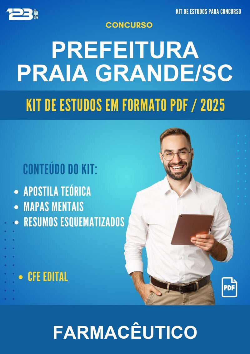 Kit de Estudos para o Concurso Prefeitura Praia Grande/SC para Farmacêutico