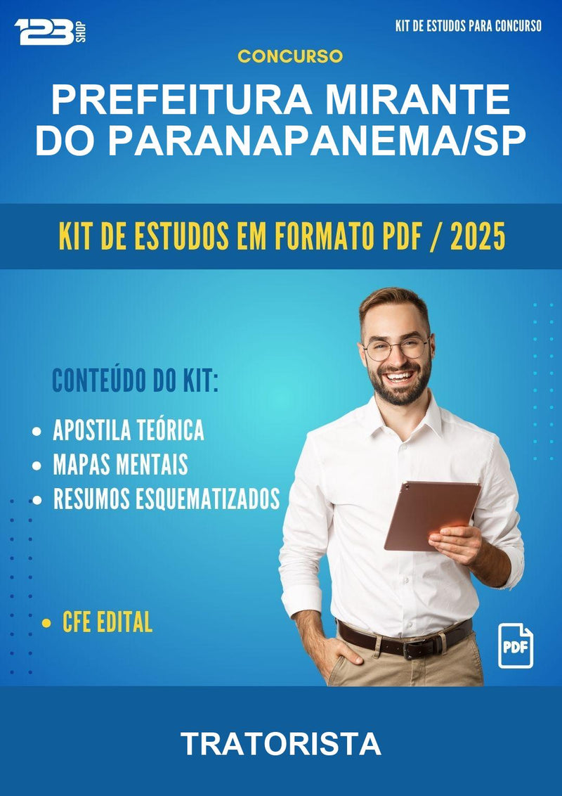 Kit de Estudos para o Concurso Prefeitura Mirante do Paranapanema/SP para Tratorista