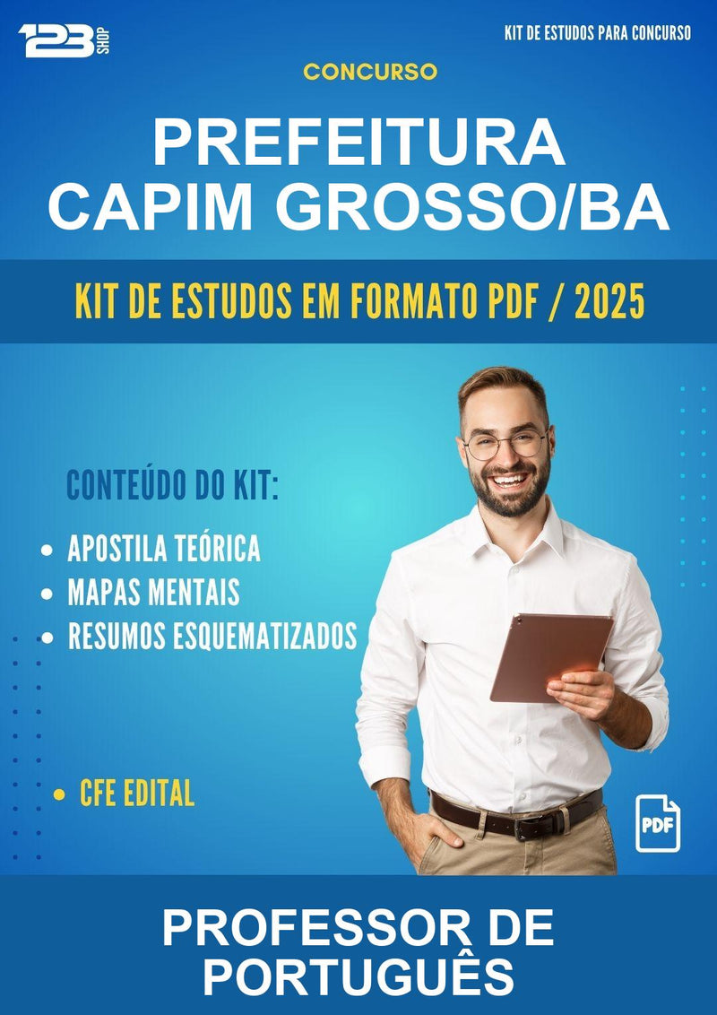 Kit de Estudos para o Concurso Prefeitura Capim Grosso/BA para Professor de Português