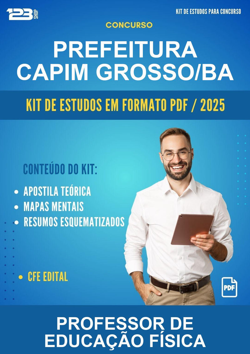 Kit de Estudos para o Concurso Prefeitura Capim Grosso/BA para Professor de Educação Física