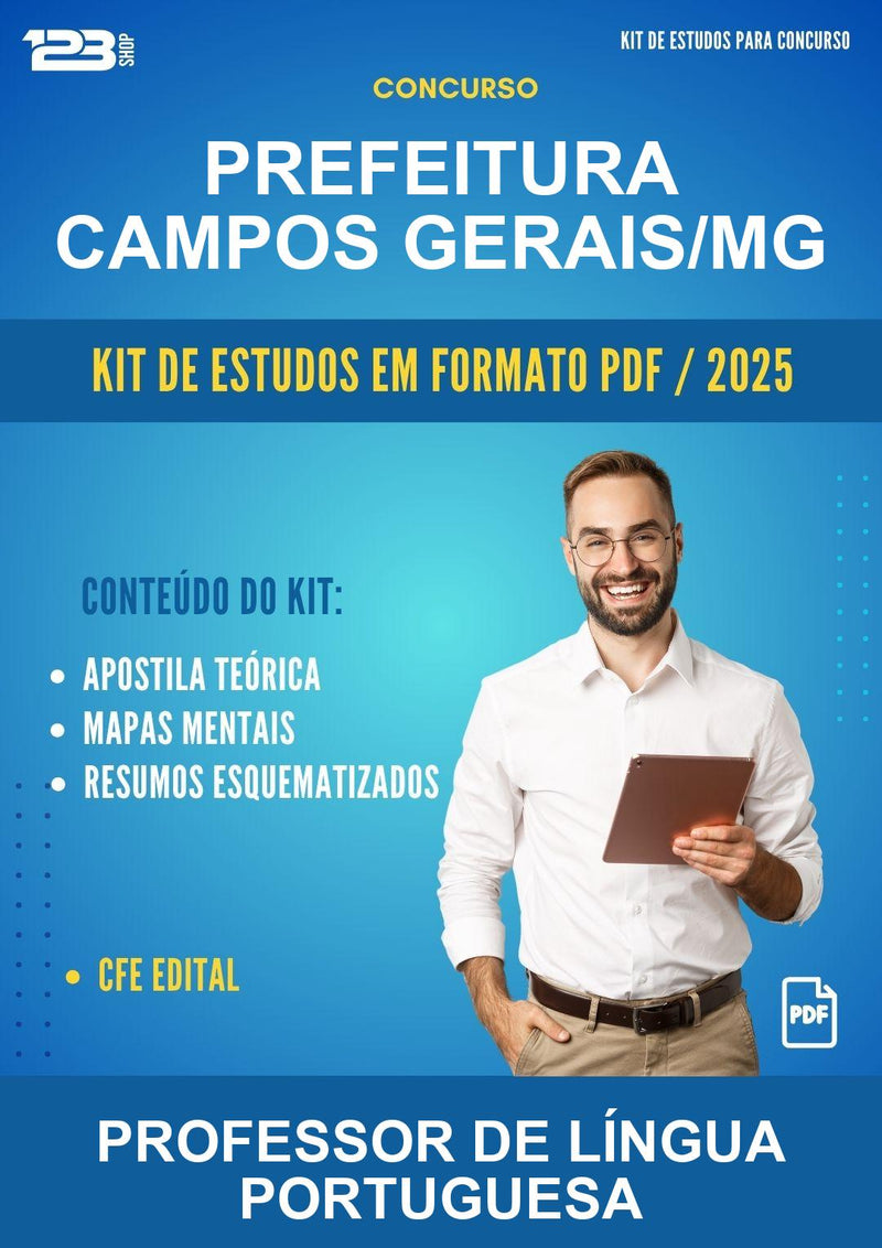 Kit de Estudos para o Concurso Prefeitura Campos Gerais/MG para Professor de Língua Portuguesa