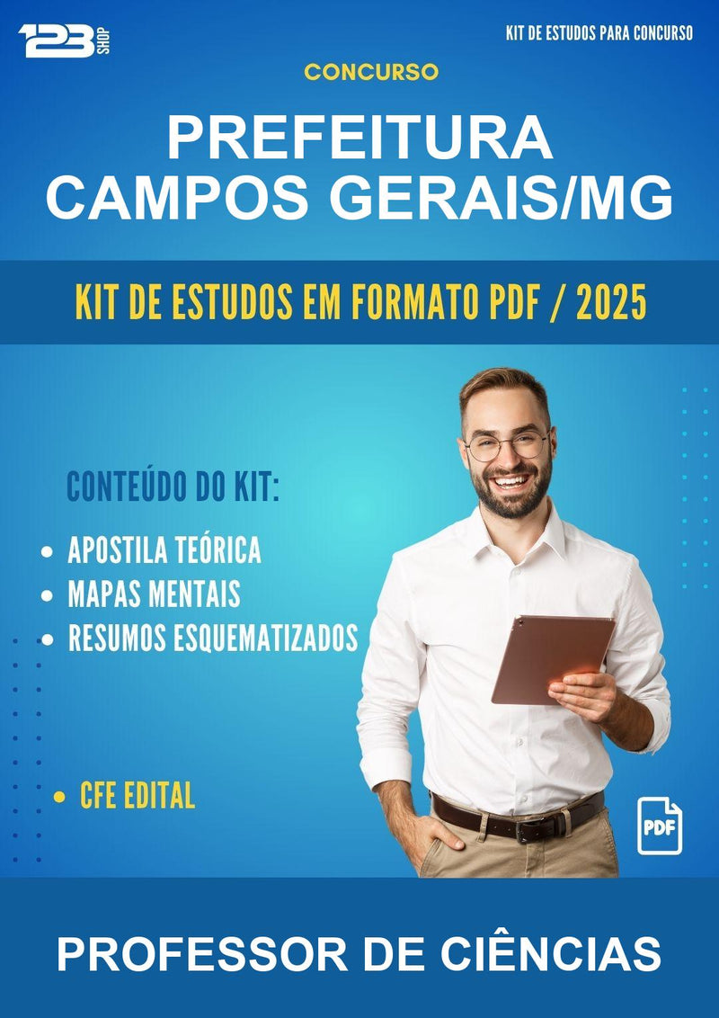 Kit de Estudos para o Concurso Prefeitura Campos Gerais/MG para Professor de Ciências