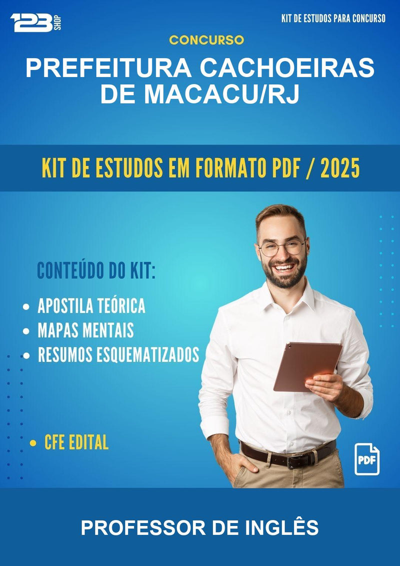 Kit de Estudos para o Concurso Prefeitura Cachoeiras de Macacu/RJ para Professor de Inglês