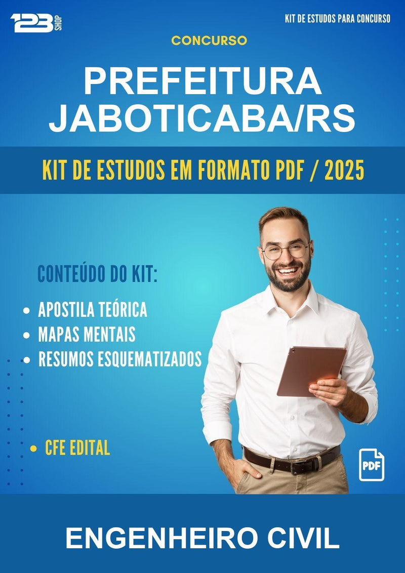 Kit de Estudos para o Concurso Prefeitura Jaboticaba/RS para Engenheiro Civil