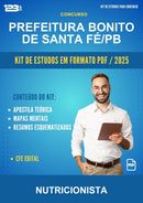 Kit de Estudos para o Concurso Prefeitura Bonito de Santa Fé/PB para Nutricionista