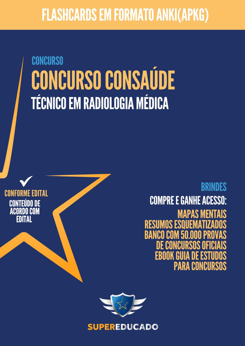 Flashcards para Concurso CONSAÚDE 2024 para Técnico em Radiologia Médica - 1.000 Flashcards - Conteúdo de Acordo com Edital