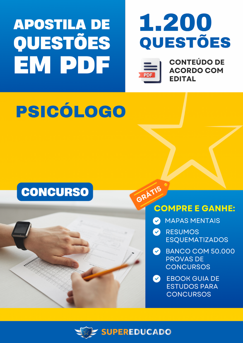 Apostila de Questões para Concurso de Psicólogo - 1.200 Questões