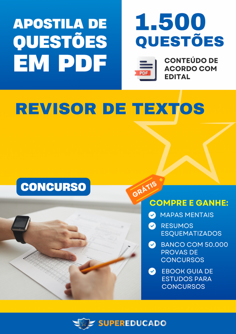 Apostila de Questões para Concurso de Revisor de Textos - 1.500 Questões