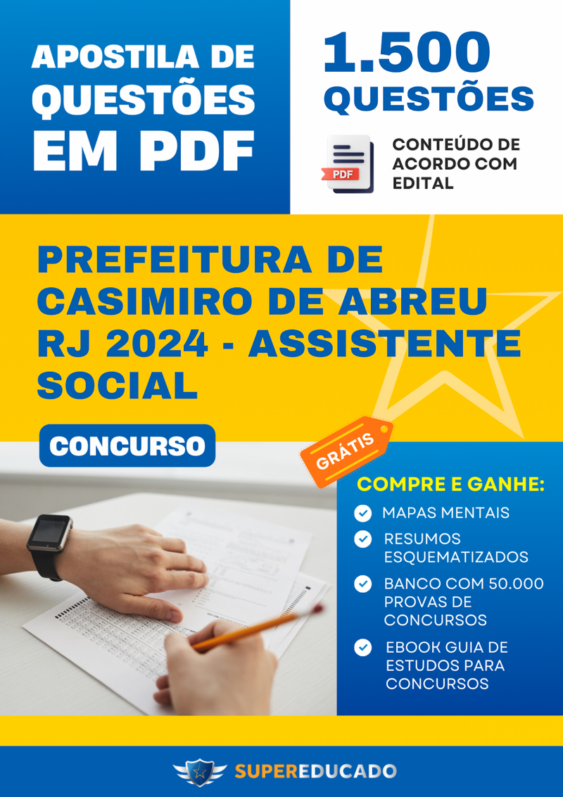 Apostila de Questões para Concurso da Prefeitura de Casimiro de Abreu RJ 2024 - Assistente Social - 1.500 Questões