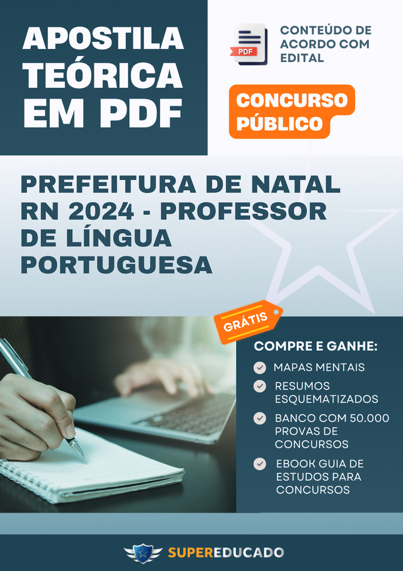 Apostila Teórica para Concurso da Prefeitura de Natal RN 2024 - Professor de Língua Portuguesa