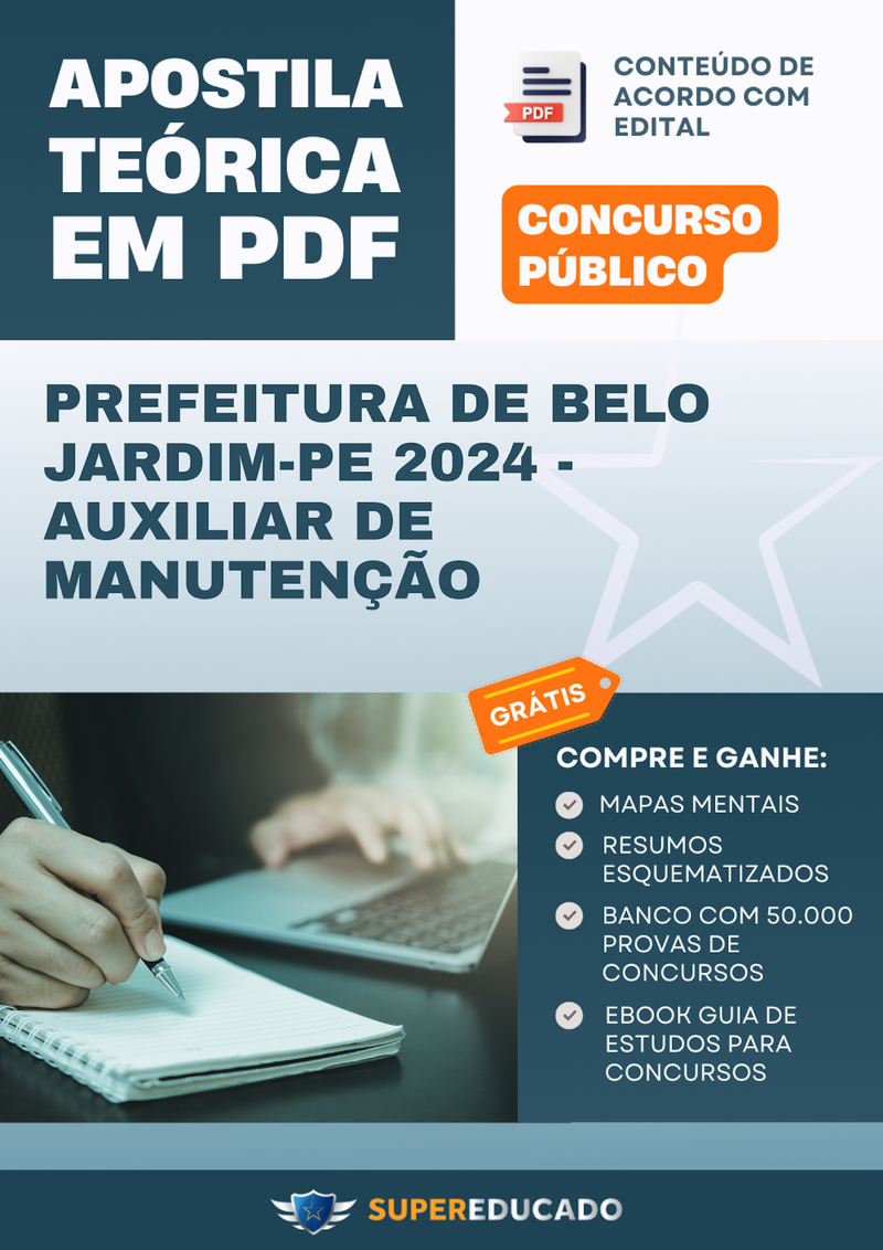 Apostila Teórica para Concurso da Prefeitura de Belo Jardim-PE 2024 - Auxiliar De Manutenção - Com Caderno de Questões