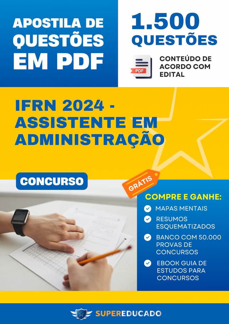 Apostila de Questões para Concurso IFRN 2024 - Assistente em Administração - 1.500 Questões
