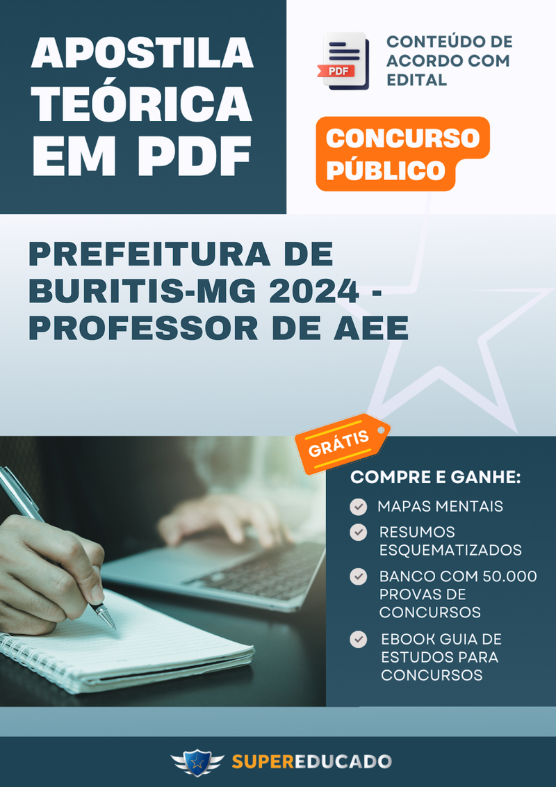 Apostila Teórica para Concurso da Prefeitura de Buritis-MG 2024 - Professor de AEE - Com Caderno de Questões