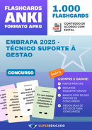 Flashcards para Concurso EMBRAPA 2025 - Técnico Suporte à Gestao - 1.000 Anki Flashcards