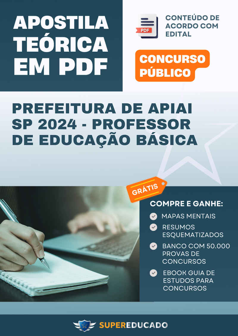 Apostila Teórica para Concurso da Prefeitura de Apiai SP 2024 - Professor de Educação Básica