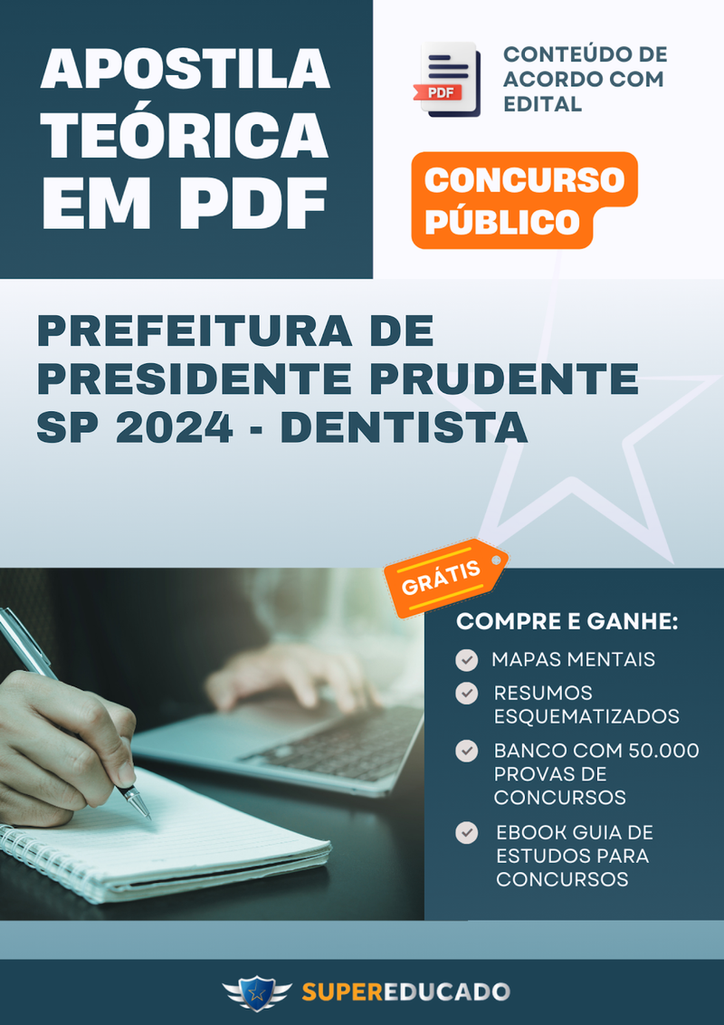 Apostila Teórica para Concurso da Prefeitura de Presidente Prudente SP 2024 - Dentista