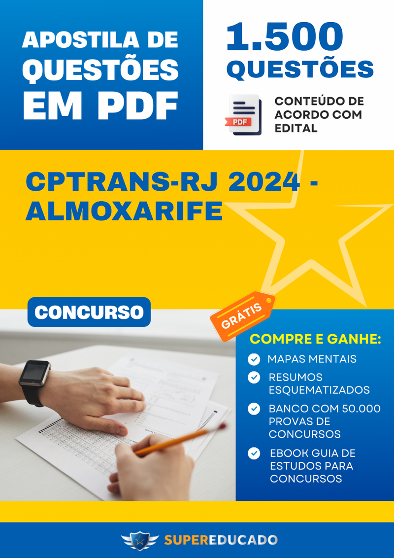 Apostila de Questões para Concurso CPTRANS-RJ 2024 - Almoxarife - 1.500 Questões