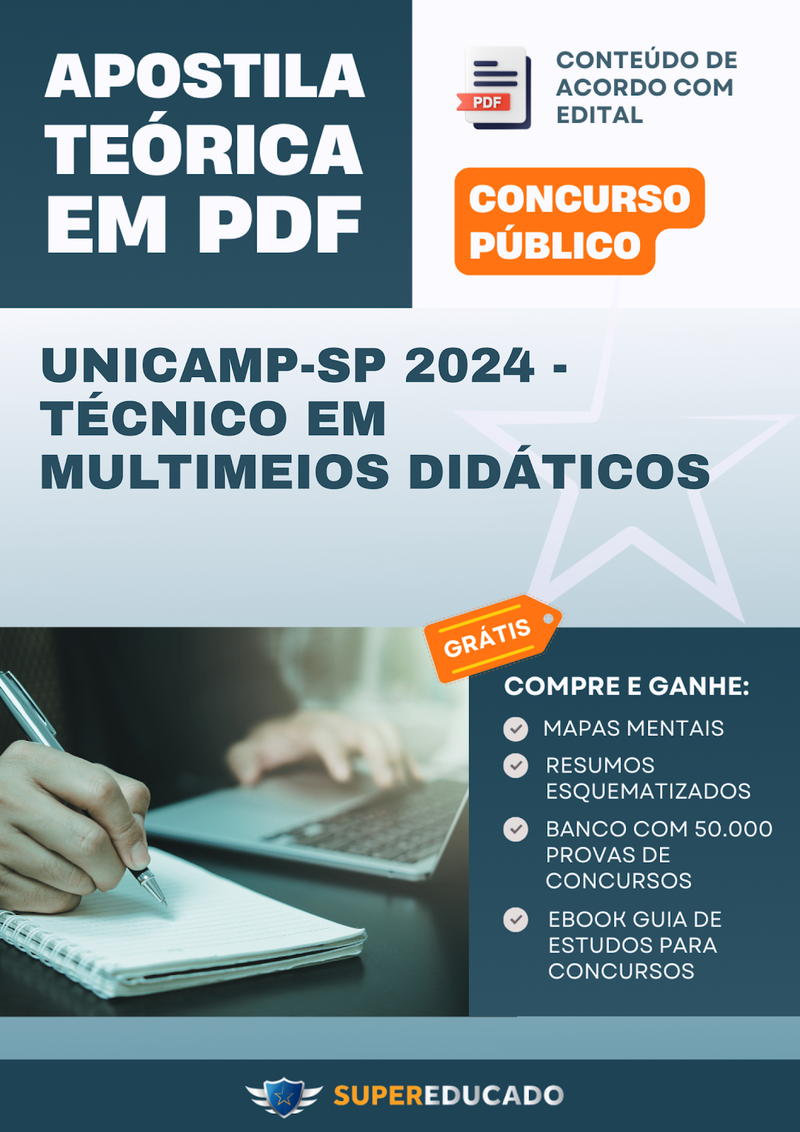 Apostila Teórica para Concurso UNICAMP-SP 2024 - Técnico em Multimeios Didáticos - Com Caderno de Questões