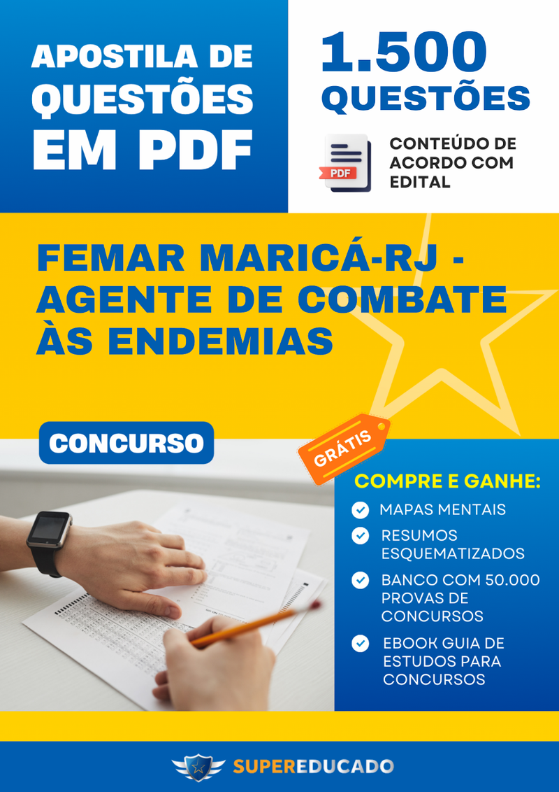 Apostila de Questões para Concurso FEMAR Maricá-RJ - Agente de Combate às Endemias - 1.500 Questões