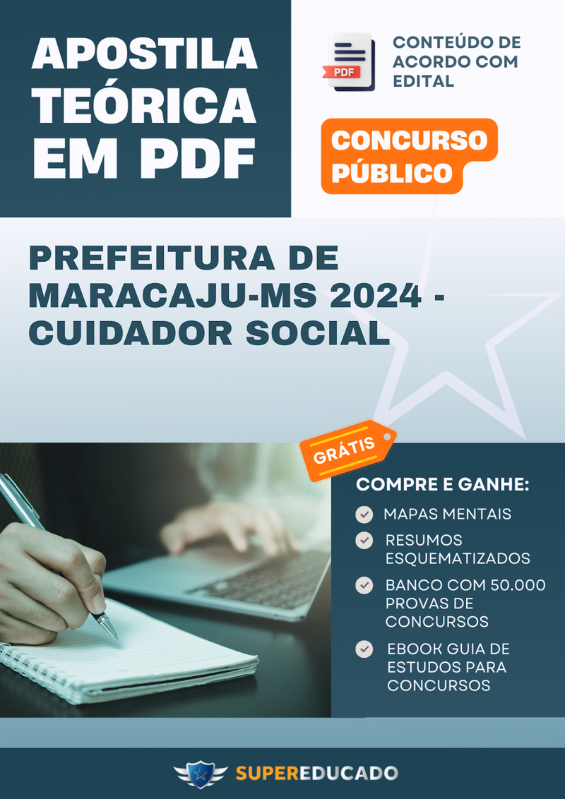 Apostila Teórica para Concurso da Prefeitura de Maracaju-MS 2024 - Cuidador Social - Com Caderno de Questões