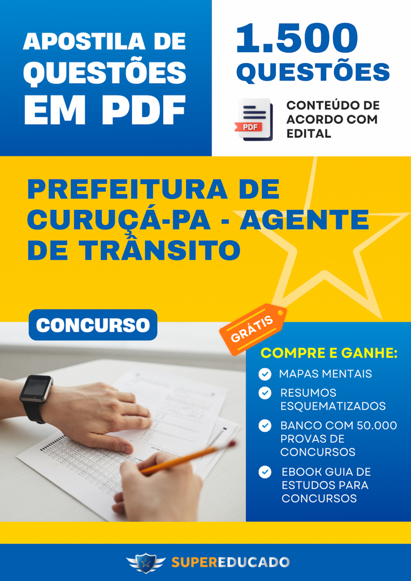 Apostila de Questões para Concurso da Prefeitura de Curuçá-PA - Agente de Trânsito - 1.500 Questões