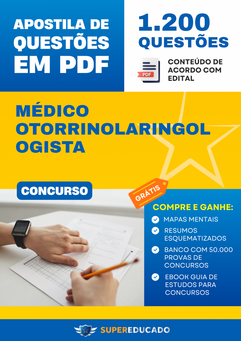 Apostila de Questões para Concurso de Médico Otorrinolaringologista - 1.200 Questões