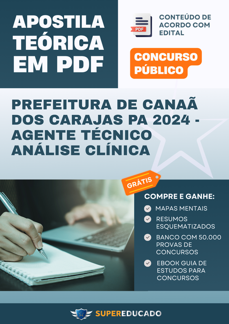 Apostila Teórica para Concurso da Prefeitura de Canaã dos Carajas PA 2024 - Agente Técnico Análise Clínica