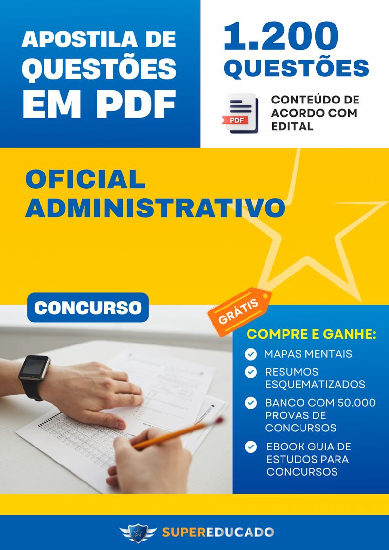 Apostila de Questões para Concurso de Oficial Administrativo - 1.200 Questões