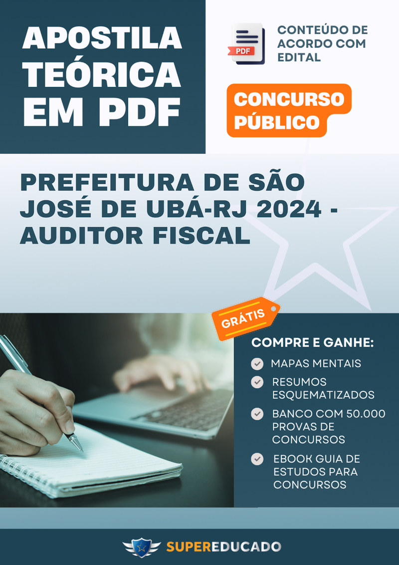 Apostila Teórica para Concurso da Prefeitura de São José de Ubá-RJ 2024 - Auditor Fiscal - Com Caderno de Questões