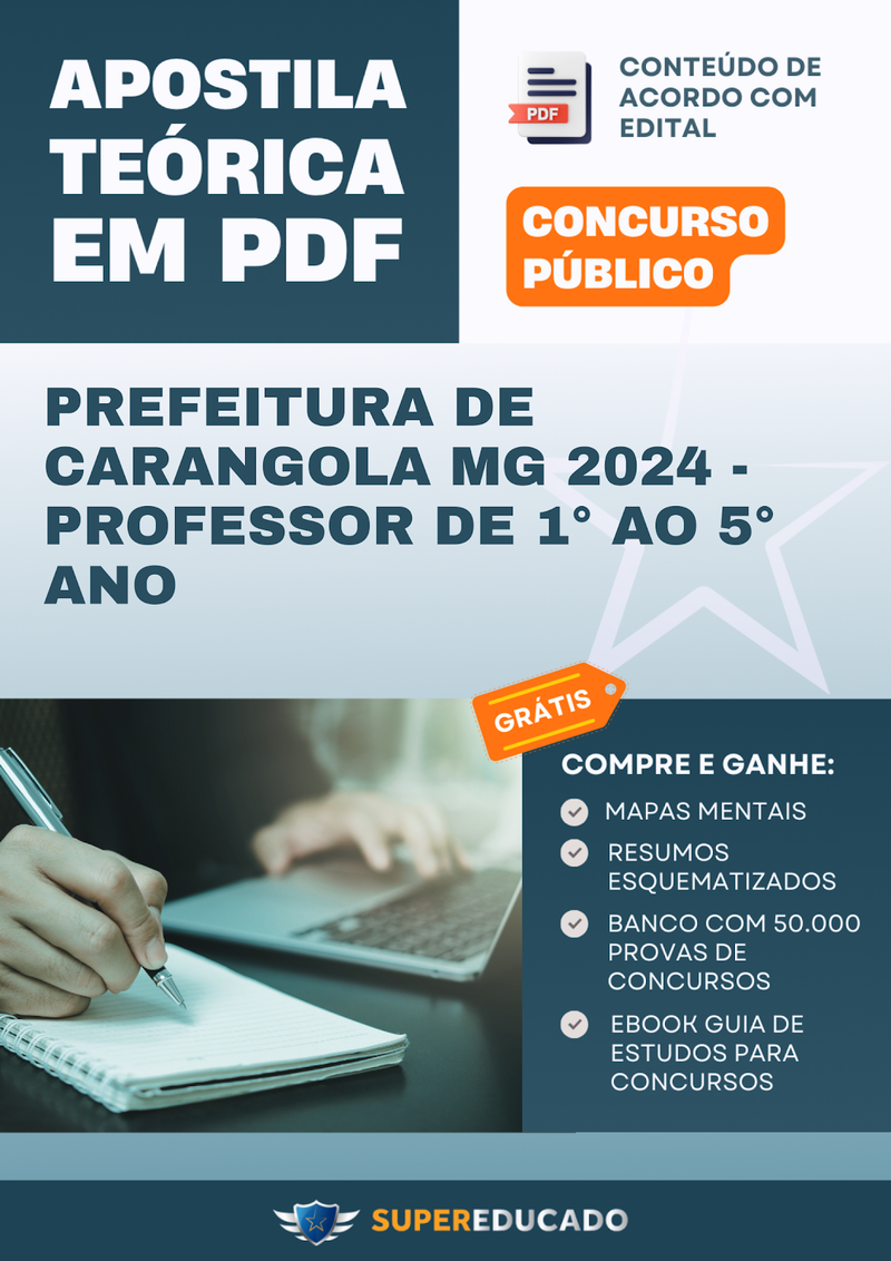 Apostila Teórica para Concurso da Prefeitura de Carangola MG 2024 - Professor de 1° ao 5° Ano