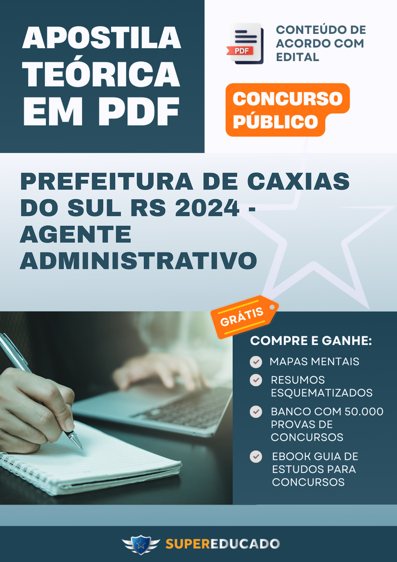 Apostila Teórica para Concurso da Prefeitura de Caxias do Sul RS 2024 - Agente Administrativo