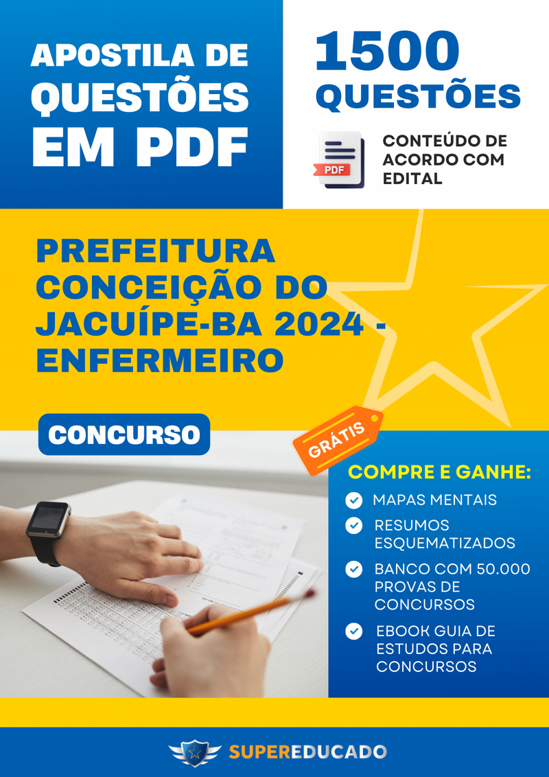 Apostila de Questões para Concurso da Prefeitura Conceição do Jacuípe-BA 2024 - Enfermeiro - 1.500 Questões