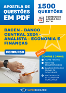 Apostila de Questões para Concurso BACEN - Banco Central 2024 - Analista - Economia e Finanças - 1.500 Questões