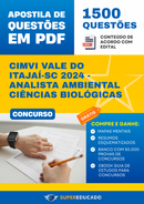 Apostila de Questões para Concurso CIMVI Vale Do Itajaí-SC 2024 - Analista Ambiental Ciências Biológicas - 1.500 Questões