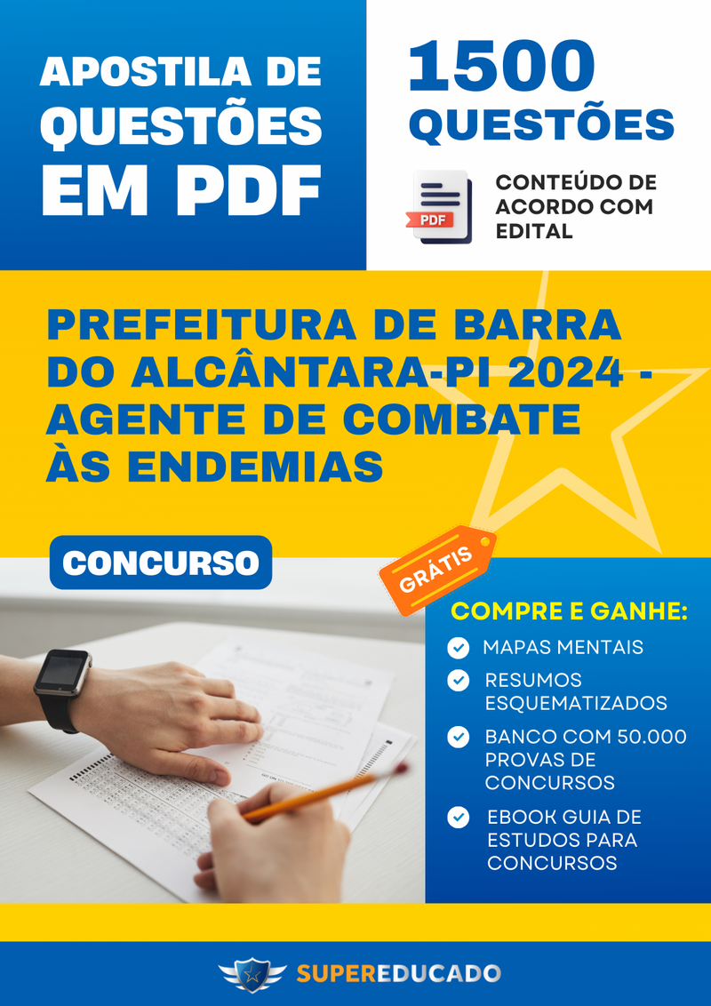Apostila de Questões para Concurso da Prefeitura de Barra do Alcântara-PI 2024 - Agente de Combate às Endemias - 1.500 Questões