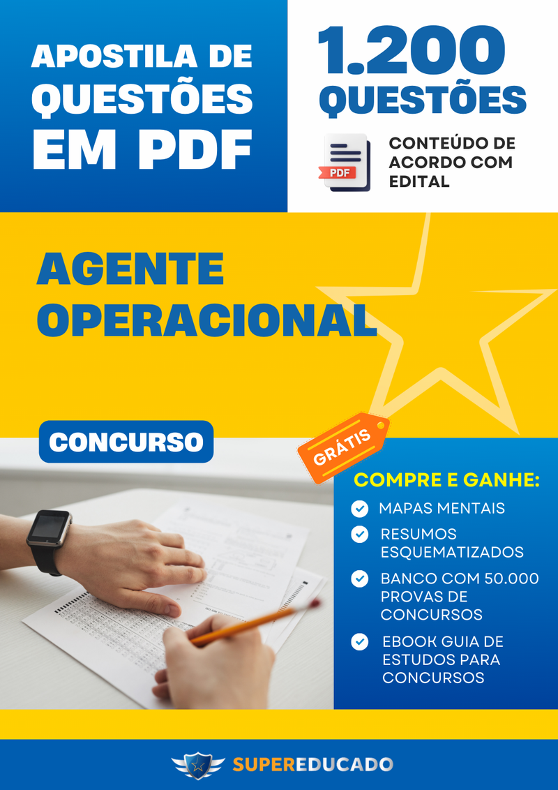 Apostila de Questões para Concurso de Agente Operacional - Mais de 1.200 Questões