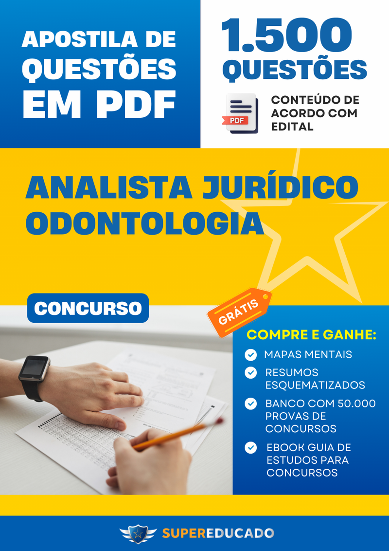 Apostila de Questões para Concurso de Analista Jurídico - Odontologia - Mais de 1.500 Questões