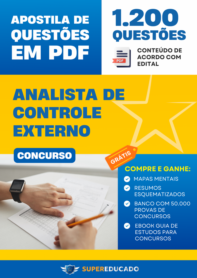 Apostila de Questões para Concurso de Analista de Controle Externo - Mais de 1.200 Questões