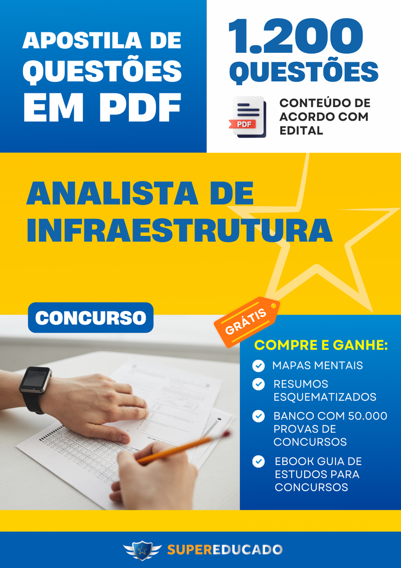Apostila de Questões para Concurso de Analista de Infraestrutura - Mais de 1.200 Questões