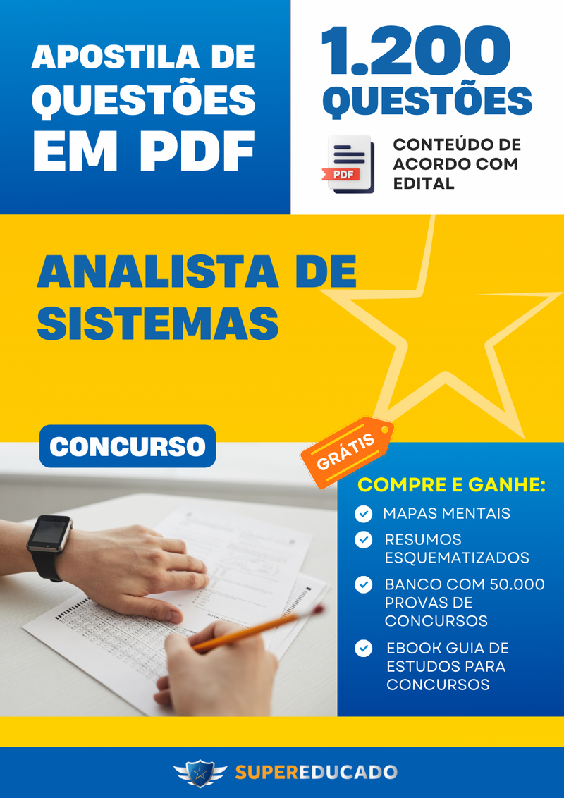 Apostila de Questões para Concurso de Analista de Sistemas - Mais de 1.200 Questões