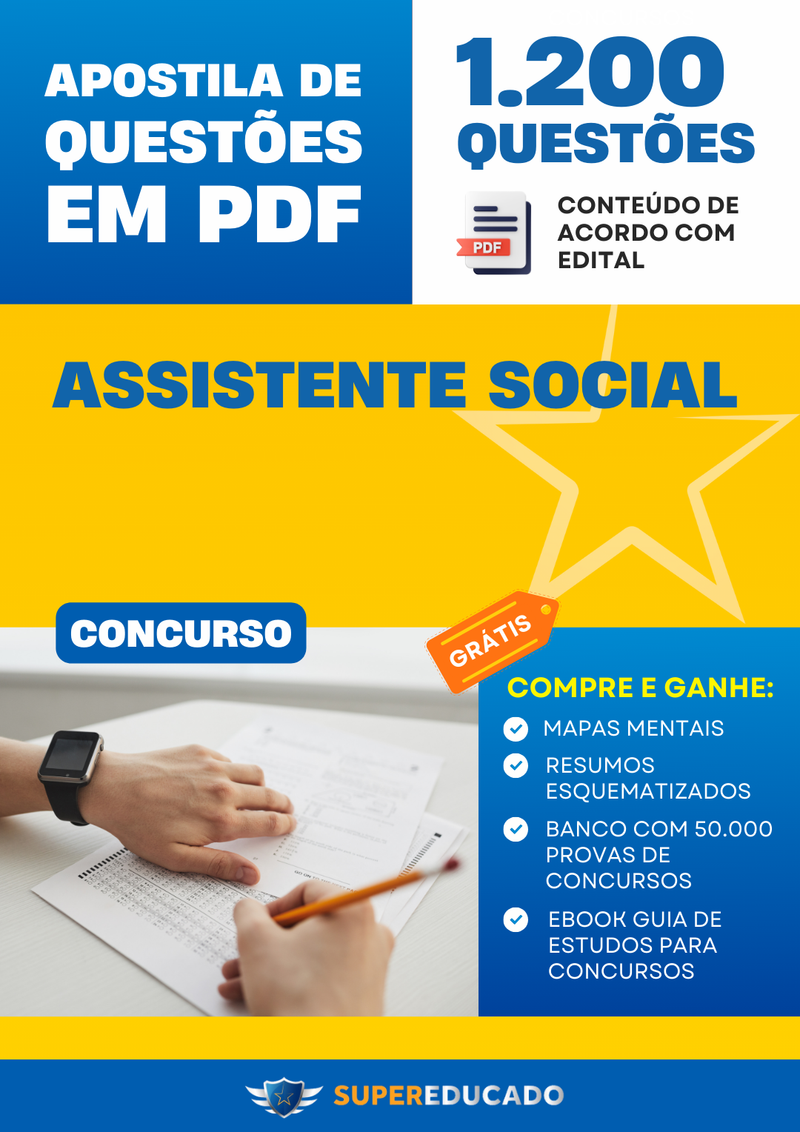 Apostila de Questões para Concurso de Assistente Social - Mais de 1.200 Questões.