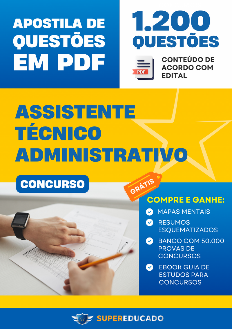 Apostila de Questões para Concurso de Assistente Técnico Administrativo - Mais de 1.200 Questões.