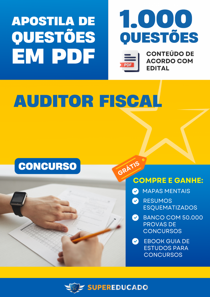 Apostila de Questões para Concurso de Auditor Fiscal - Mais de 1.200 Questões.