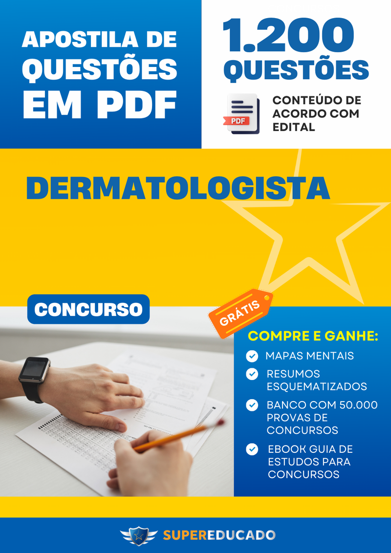 Apostila de Questões para Concurso de Dermatologista - Mais de 1.200 Questões.