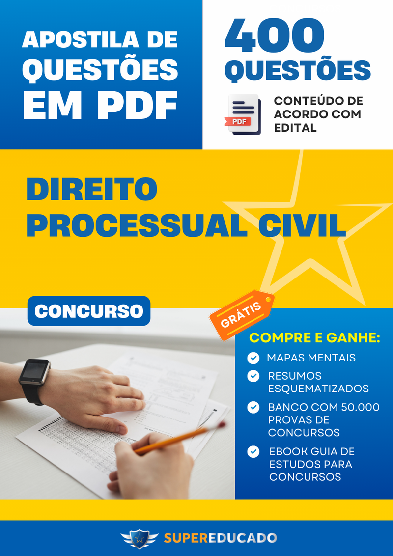 Apostila de Questões para Concurso de Direito Processual Civil - 400 Questões.