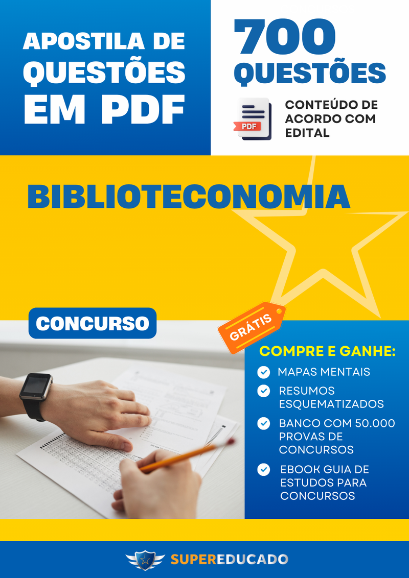 Apostila de Questões para Concurso de Biblioteconomia - 700 Questões.