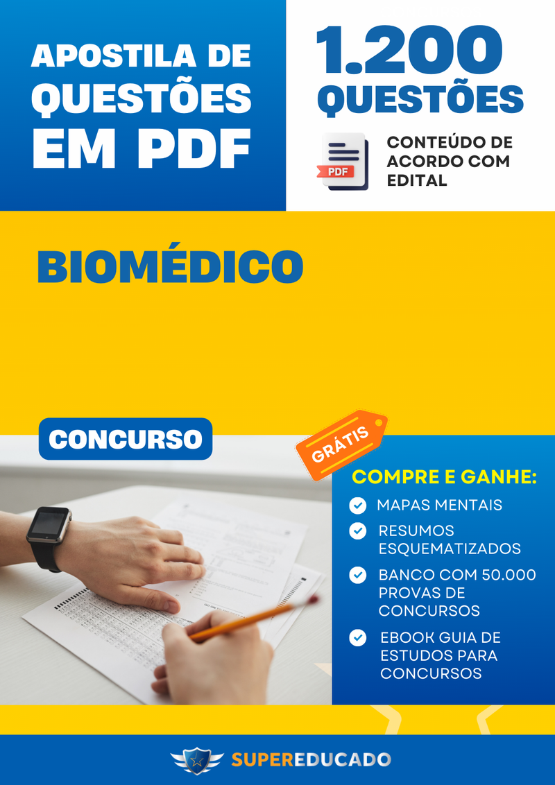 Apostila de Questões para Concurso de Biomédico - Mais de 1.200 Questões.