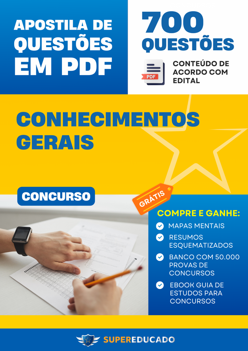 Apostila de Questões para Concurso de Conhecimentos Gerais - 700 Questões.